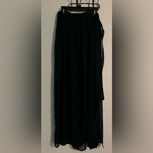 Unbranded Womens Sz Small Polyester Swiss Dot Black Maxi Swim Coverup Sarong Tie